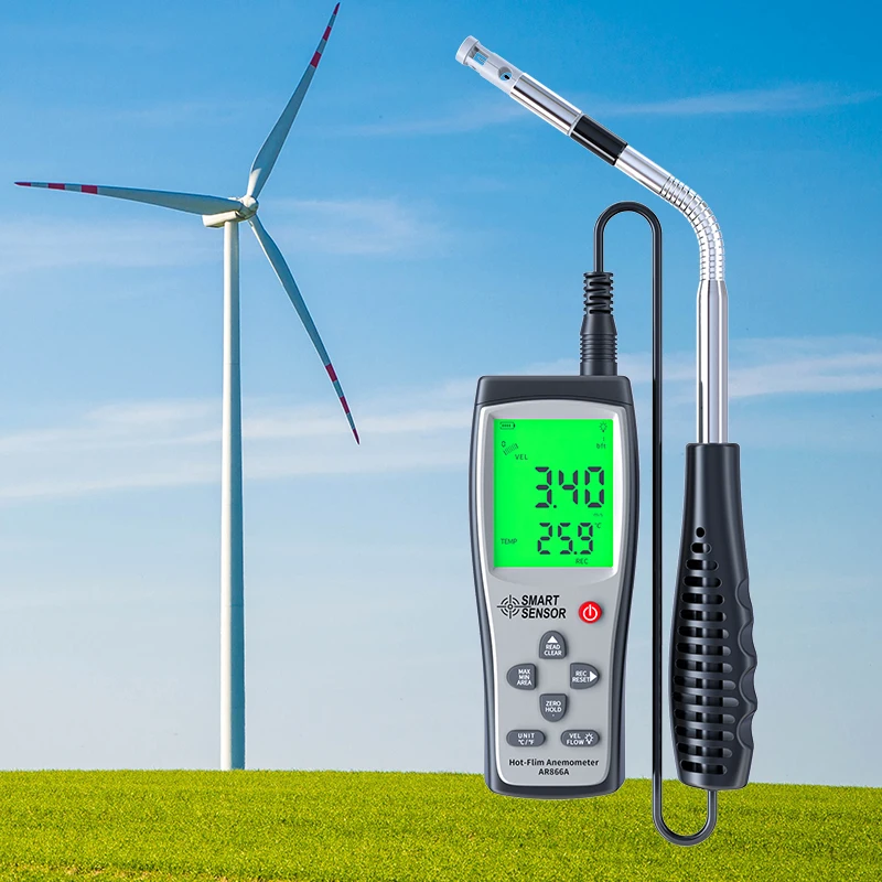 Wind Speed Meter with USB ABS Material 0.01m/s Resolution 1% Accuracy Thermal Anemometer for  for Wind Speed Measurement