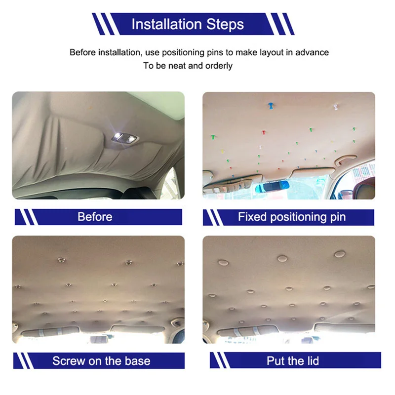 30/60Pcs Car Roof Headliner Repair Buckles Ceiling Cloth Fixing Screw Rivets Retainer Cap Automotive Interior Fastener