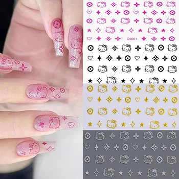 헬로 고양이 네일 아트 스티커, 애니메이션 만화, KT, 일본 만화, 귀여운 핫 걸 글루 백 네일 데칼, 쥬얼리 네일 스티커, 신제품 