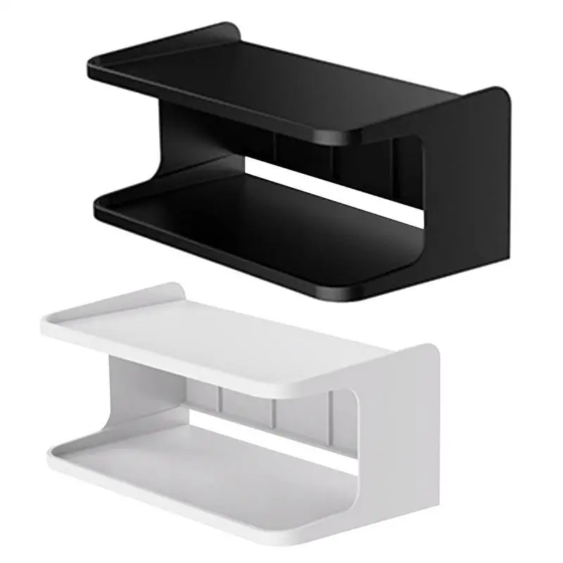 

Double Layer Bedside Shelf Storage Rack Shelves Wall Mount Holder Shower Basket Phone Storage Bathroom Organization
