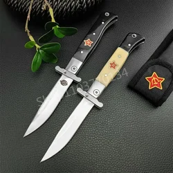 Russain Finka NKVD KGB Folding Knife 440C Blade ABS Handle Nylon Sheath Pocketknife Outdoor Military Survival Adventure Tools