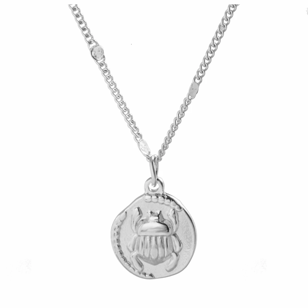 Stainless Steel Ancient Egypt Scarab Fashion Silver Color And Gold Plated Pendant Necklace Jewelry Gift For Him With Chain