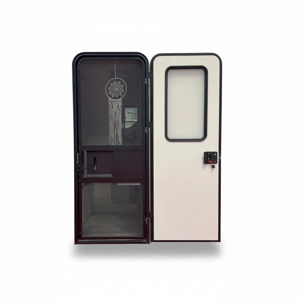 

RV Entry Door, Aluminum Alloy 620 x 1850 mm Caravan Door, Weatherproof Single Point Security Door, fit for Trailer, Motorhome