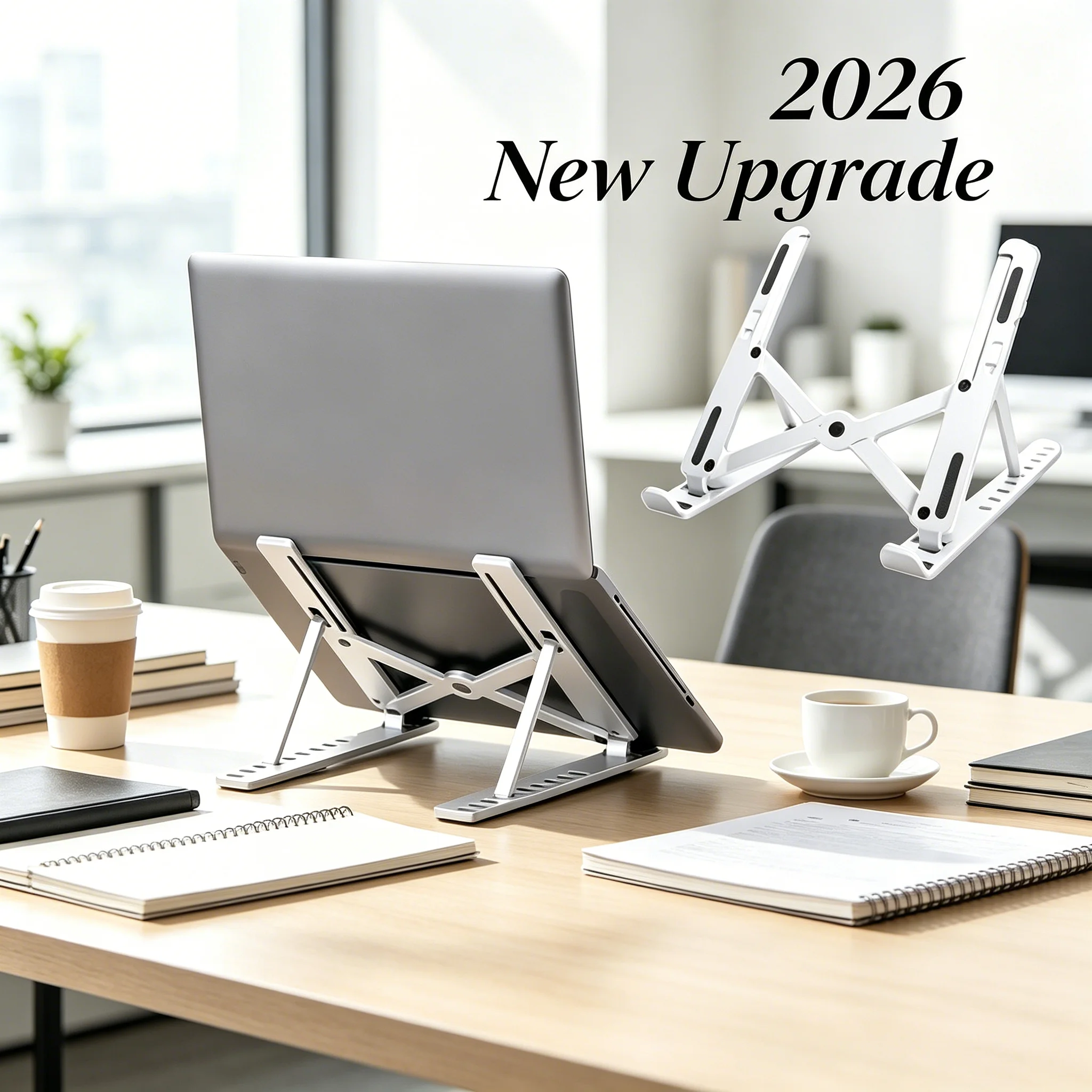 Suporte portátil para laptop, suporte ergonômico dobrável para notebook, ajustável em 10 alturas, para macbook air pro e tablet, dell, hp, lenovo