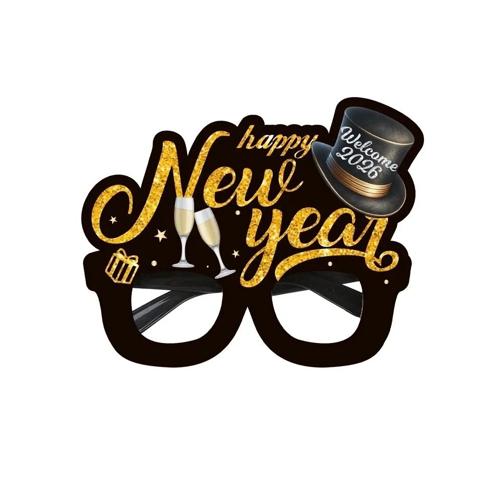 

Glitter 2026 New Year Glasses Sequin Cheers Star Happy New Year Glasses Colorful Letters and Numbers New Year Decorative Glasses