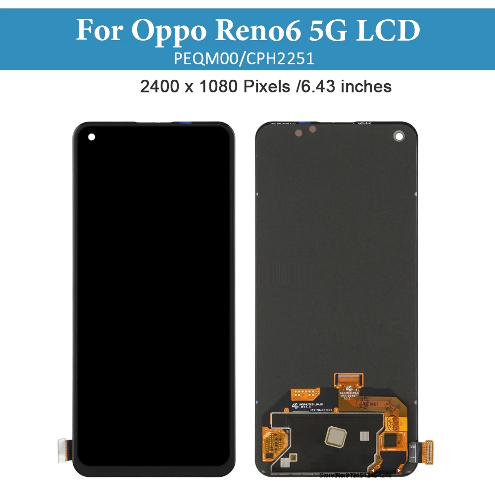 Imagem -02 - Lcd Touch Screen Digitizer Assembly Peças de Reposição Original Amoled Display para Oppo Reno6 5g Peqm00 Cph2251 643