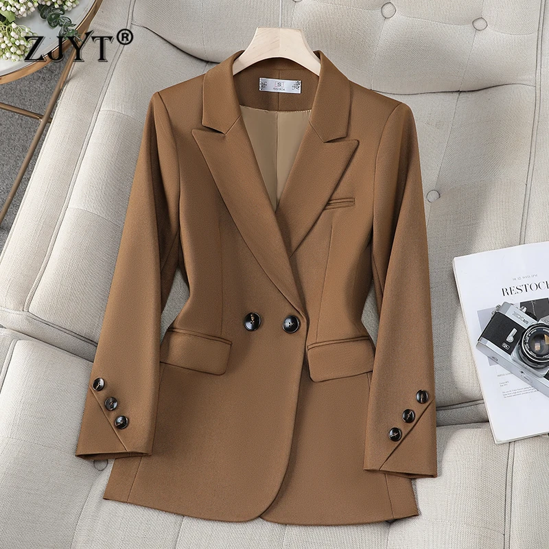 

ZJYT Autumn New Fashion Blazers for Woman Long Sleeve Lapel Collar Casual Loose Jackets Coats Office Ladies Plus Size Outerwear