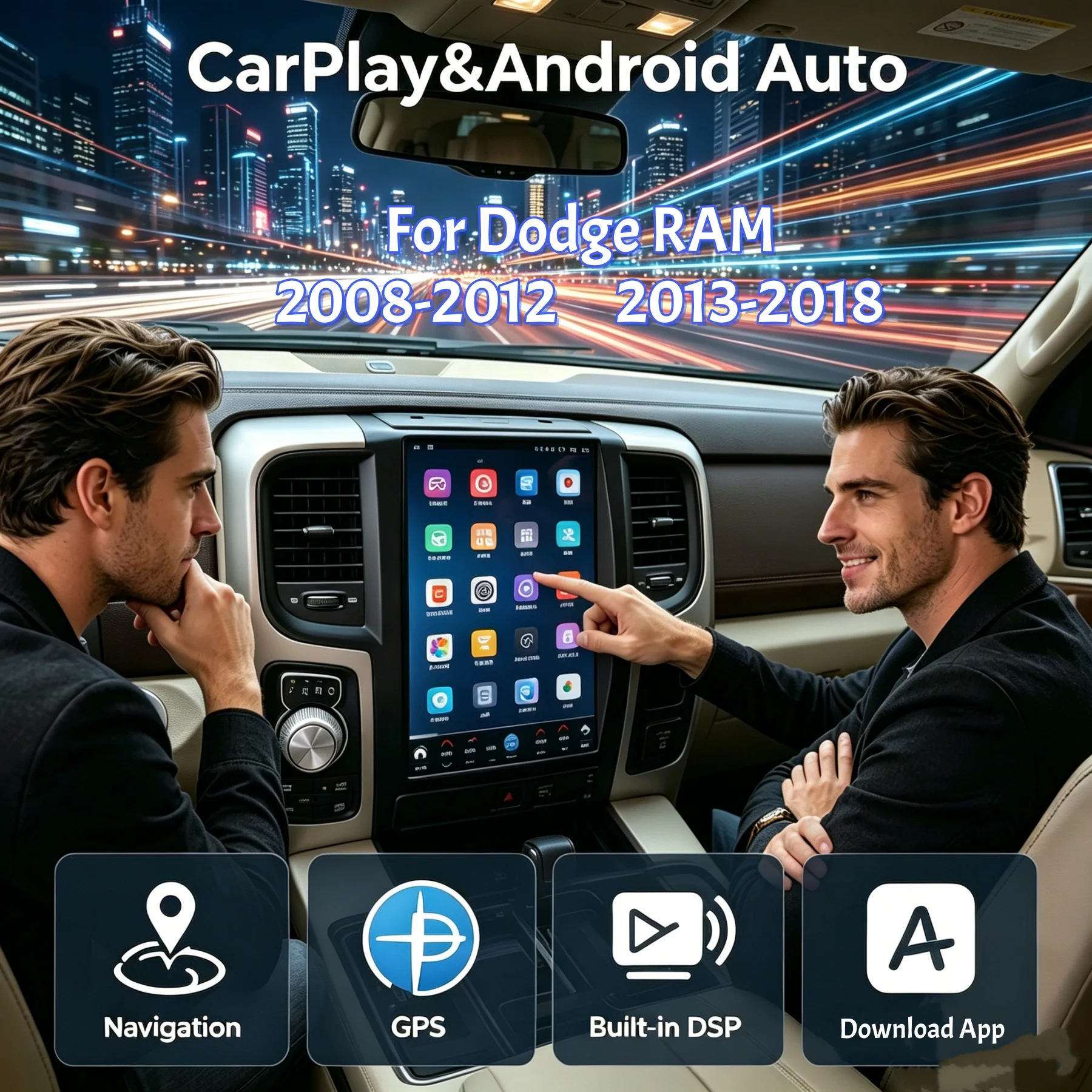 DD 12.1 inch Car Radio For Dodge RAM 2008-2018 CarPlay GPS Navigation Android Video Player Stereo Multimedia Head Unit HD Screen