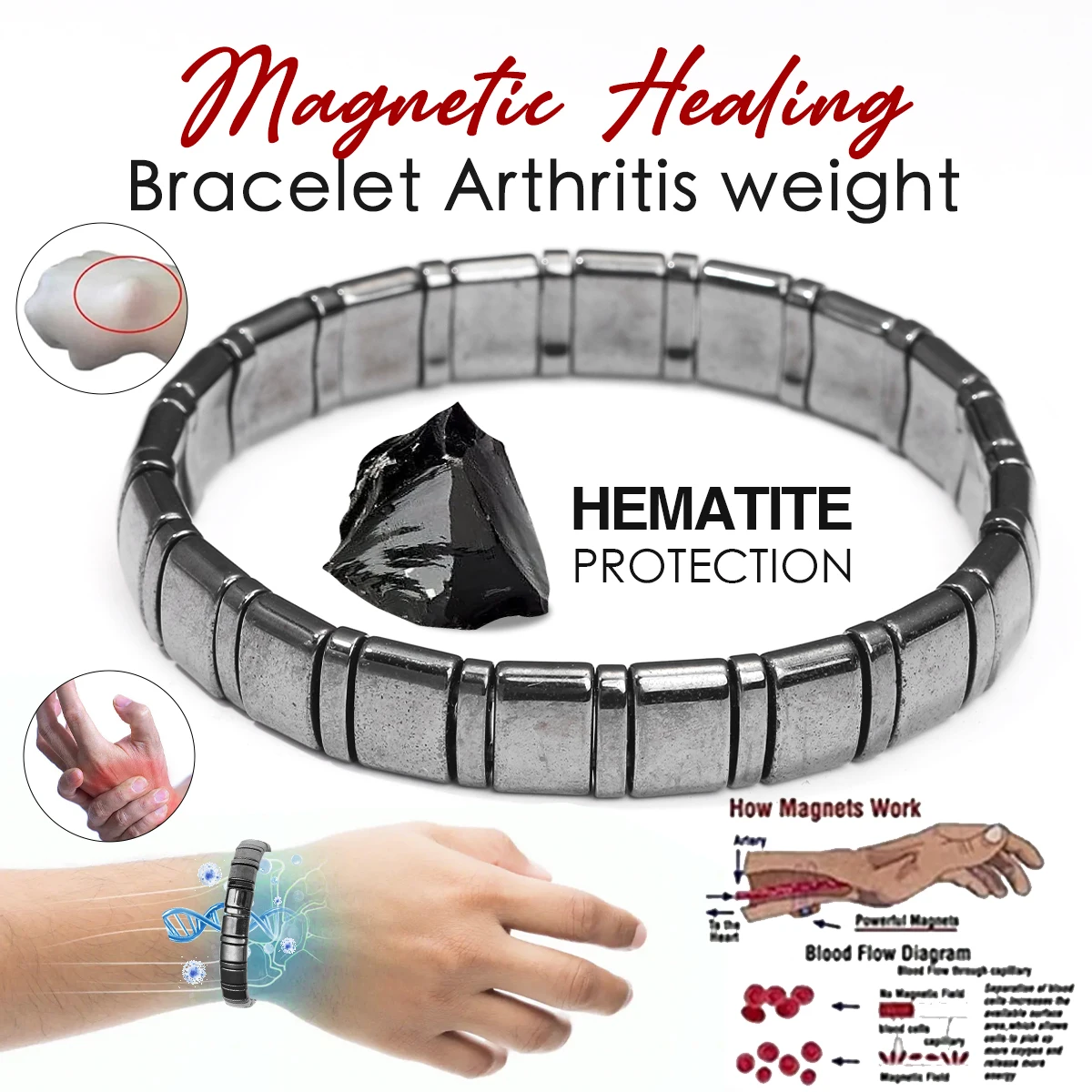 

Energy Stone Hematite Bracelet Yoga Fitness Instructor Men's Bracelet Couples Jewelry Friendship Gift Consignment Wholesale