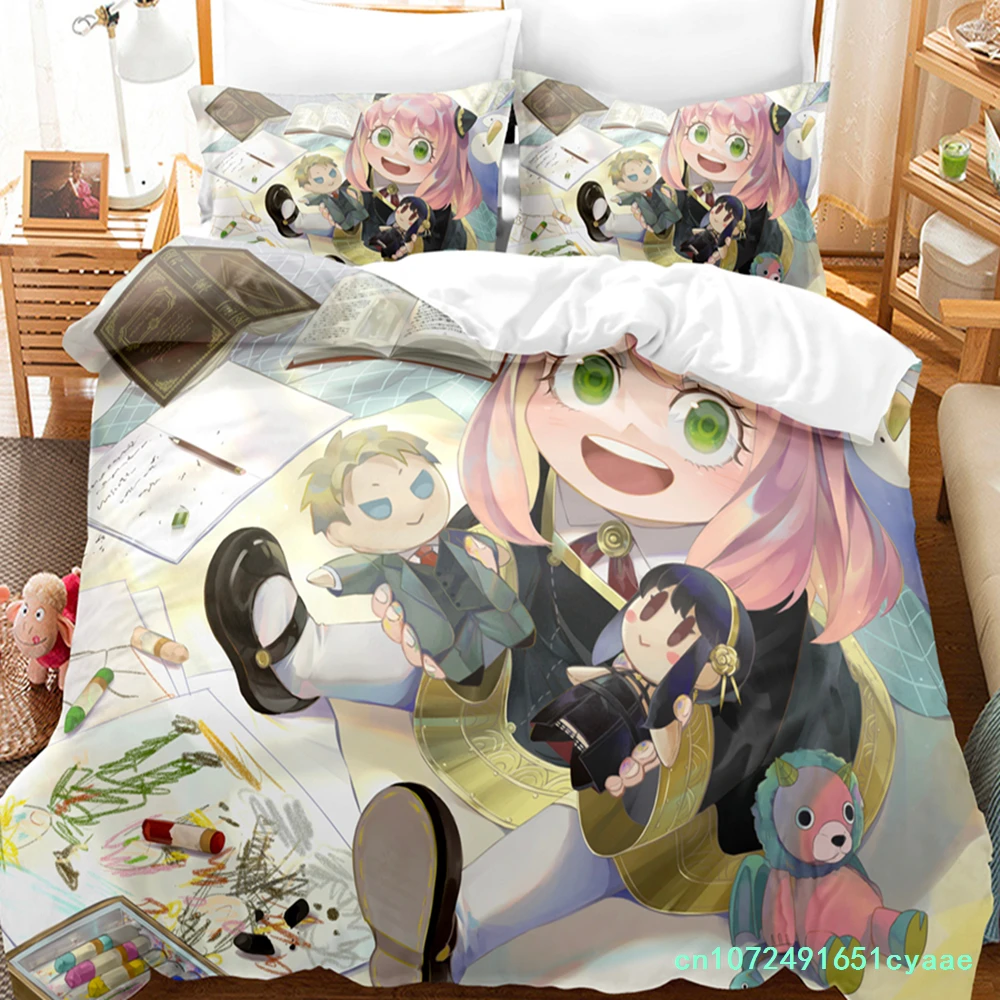 New SPY×FAMILY Bedding Set Anime Quilt Cover Single Double Queen King Size With Pillowcase Boys Girls Bedspread 3D Print Anime