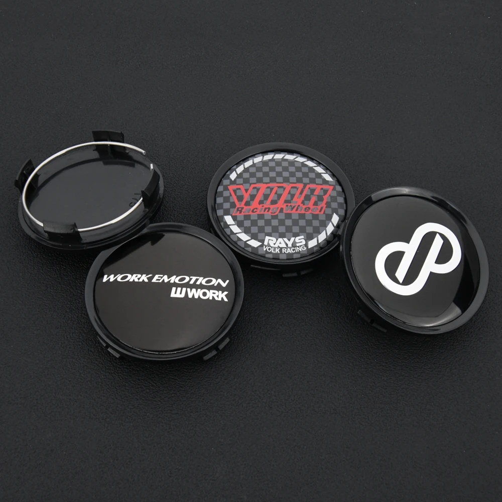 4PCS ENKEI Wheel Cap 74mm OD & Clip 69mm VOLK Rim Caps WORK S1 17 18 19 Center Caps Wheel Cover Hub Cap Black & Silver