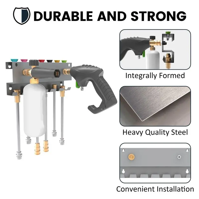 Professional Pressure Washergun Holder,Wall Mount Foam Cannon Holder,Tool Storage Rack For Pressure Washer Wand/Nozzle Tips
