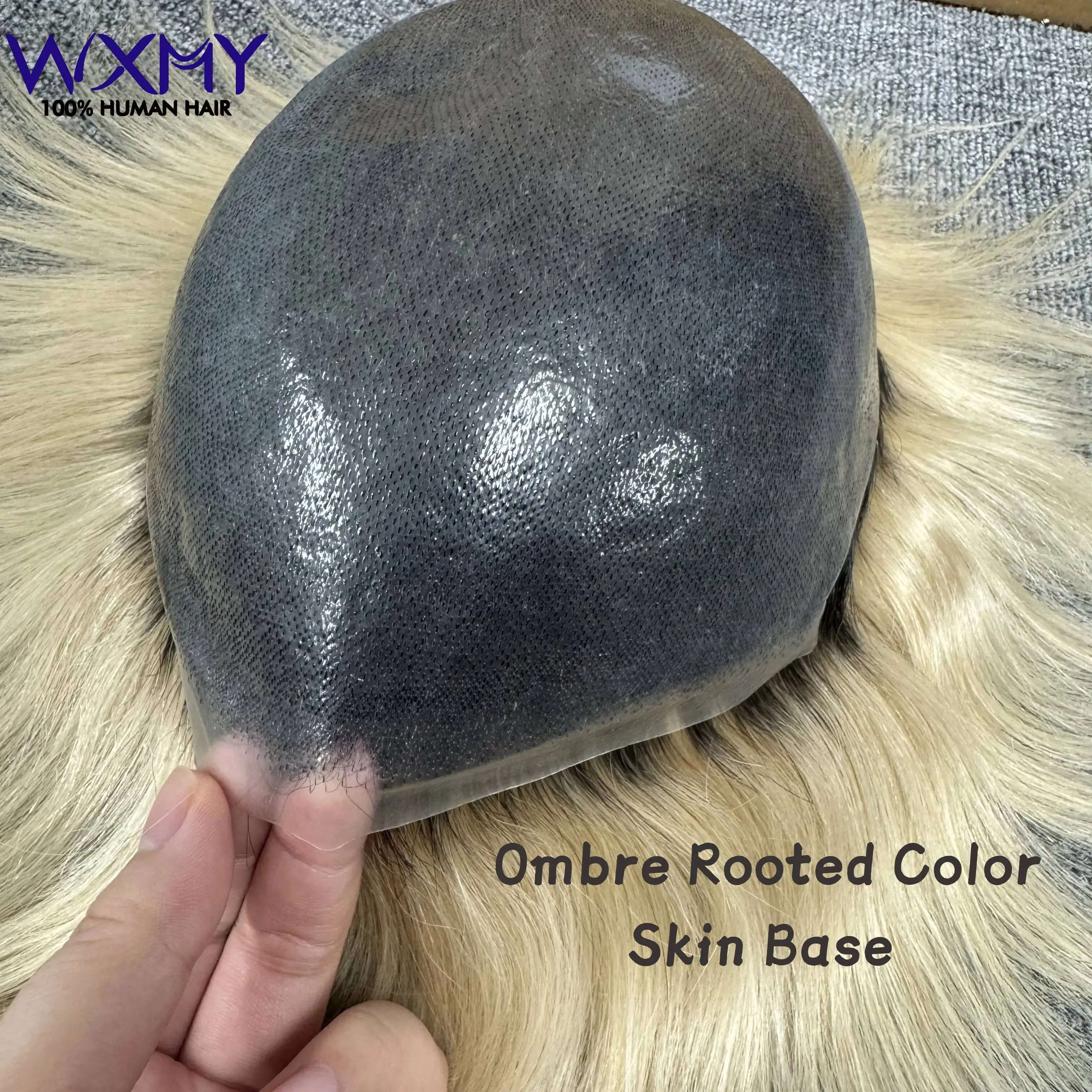 Highlighted Wigs for Men 0.08mm Ombre Double Knotted Men's Capillary Durable Male Hair Prosthesis Human Hair Replacement Systems