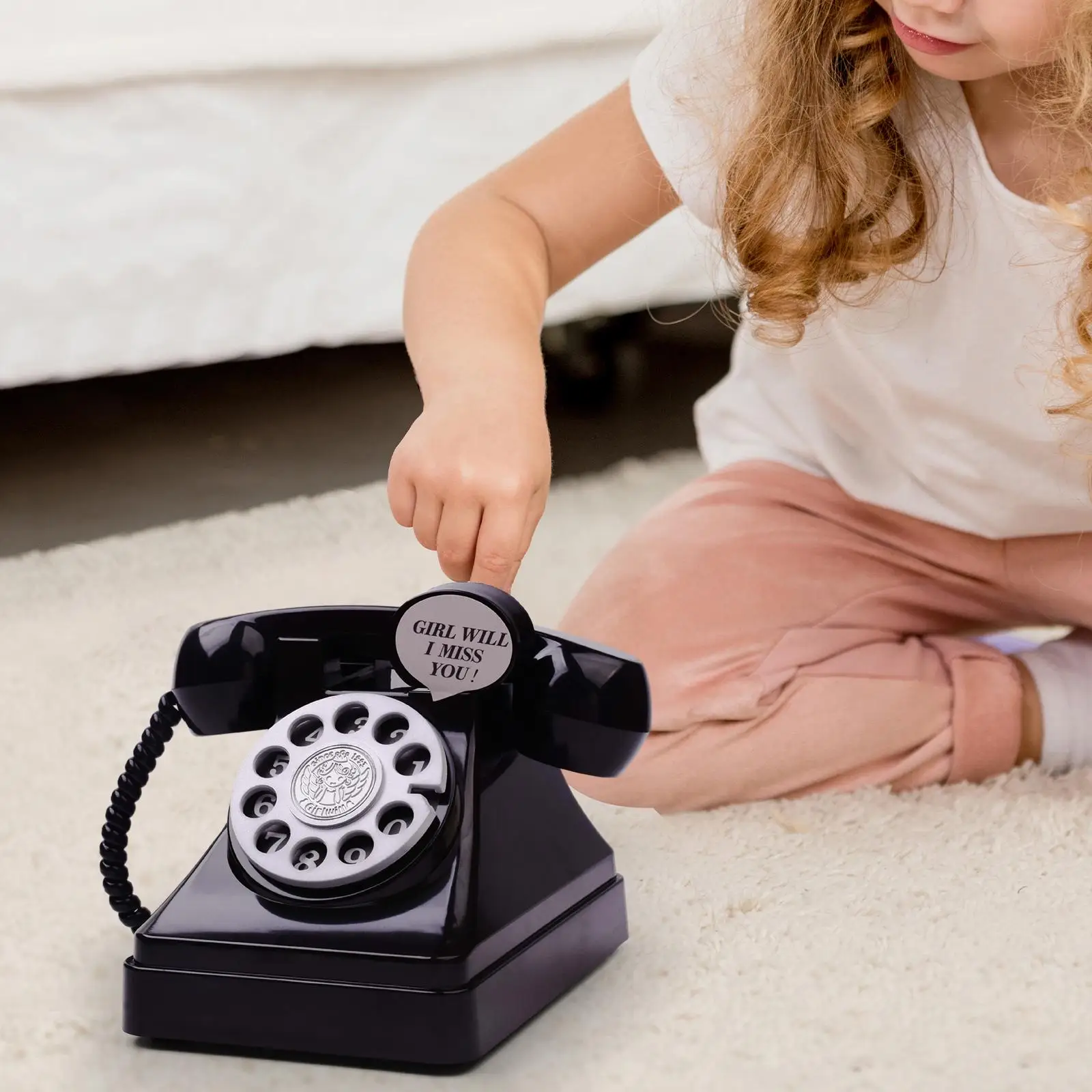 Telefon skarbonka rzeźba kreskówka blat dekoracja Retro telefon skarbonka na półkę do sypialni biura na biurko domu