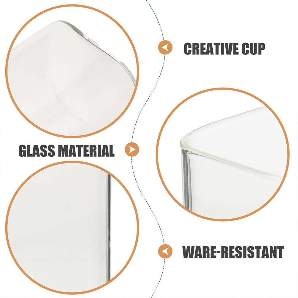 Juego de vasos de vidrio cuadrados transparentes para beber, taza de agua para café, té, 250ml, diseño elegante, 6 uds.