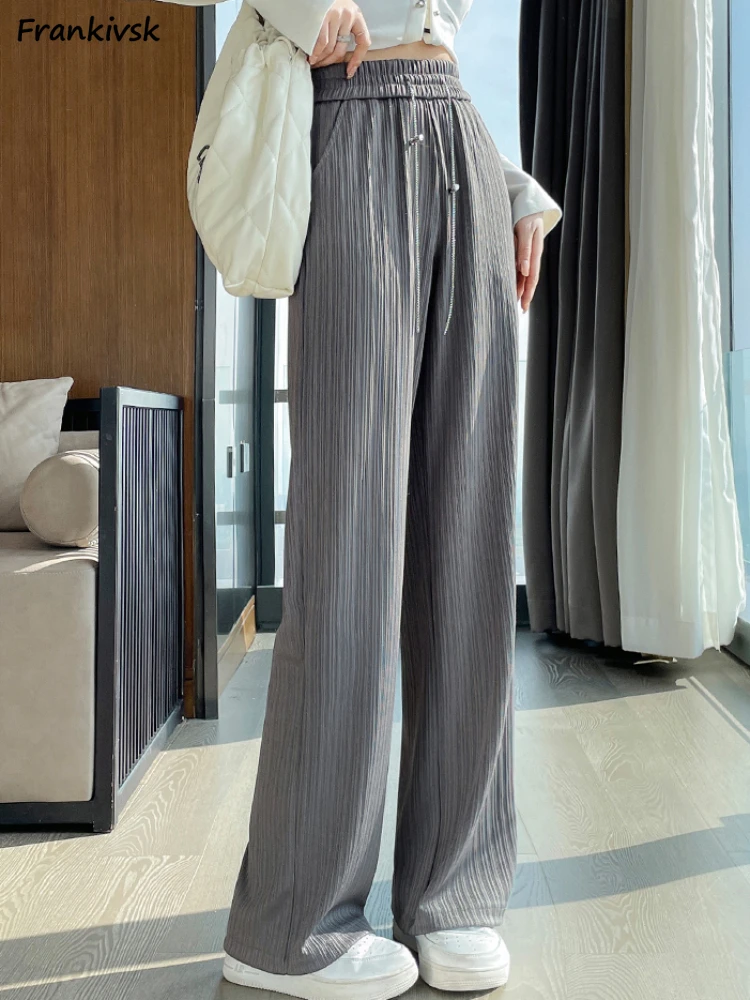 

Slouchy Women Pants Elastic Waist Loose Summer Skin-friendly Fashion Leisure Office Lady Drawstring Korean Students New Arrival