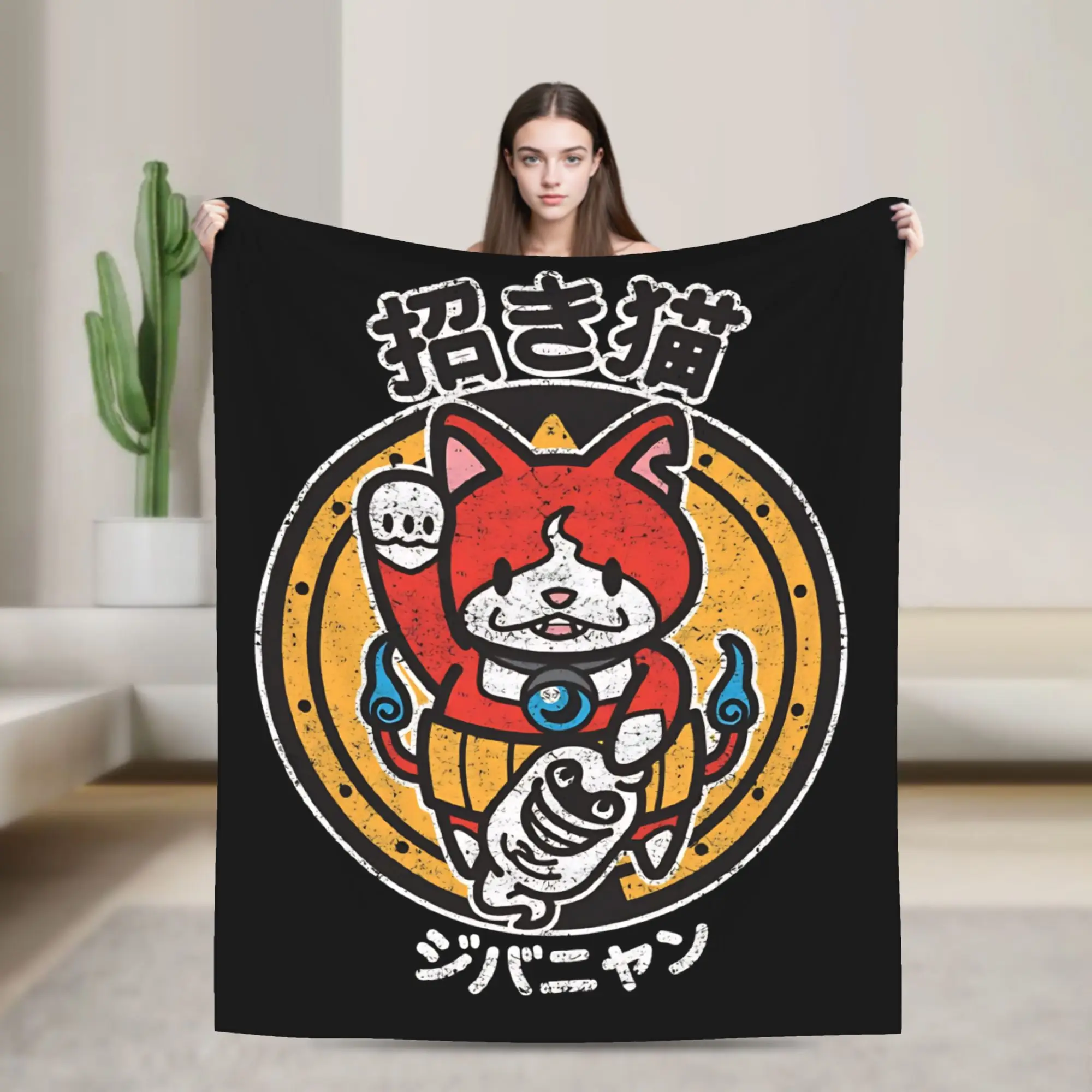 Yokai Watch Game Knitted Blanket Jibanyan S Plush Throw Blankets Bed Sofa Printed Soft Warm Bedspread