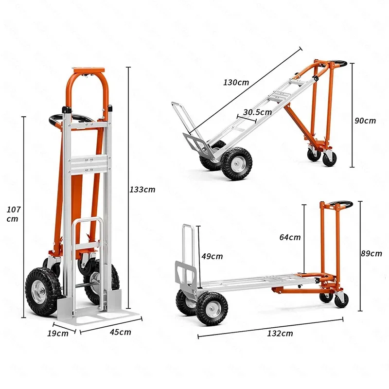 2-in-1 Industrial Multifunctional Stair-Climbing Hand Truck, Maximum Load Capacity 400KG, Foldable Hand Truck, High-Rise Transpo