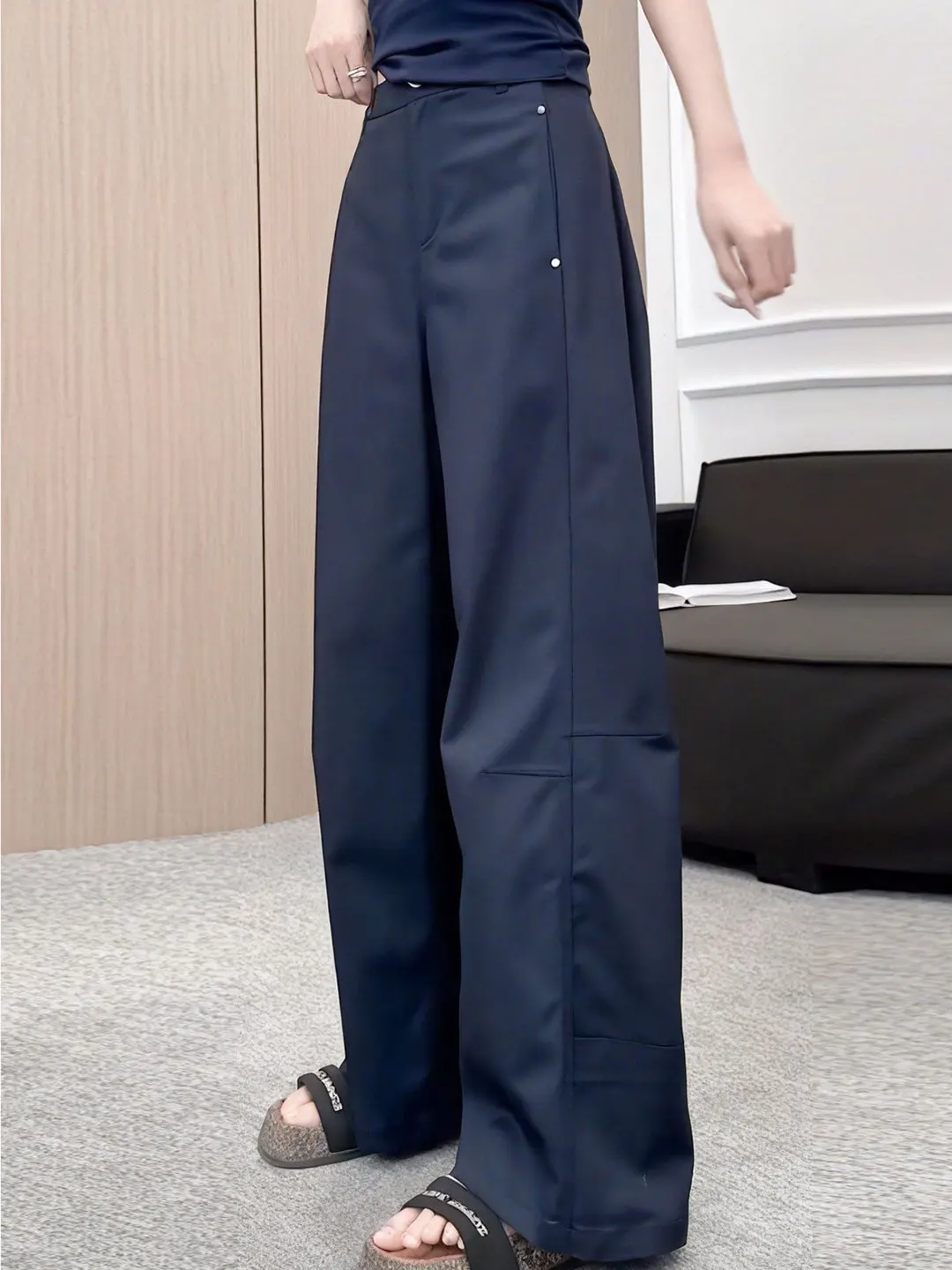 

Свободные прямые повседневные брюки, женские брюки больших размеров, американская рабочая одежда, осеннее новое поступление, утягивающие широкие брюки