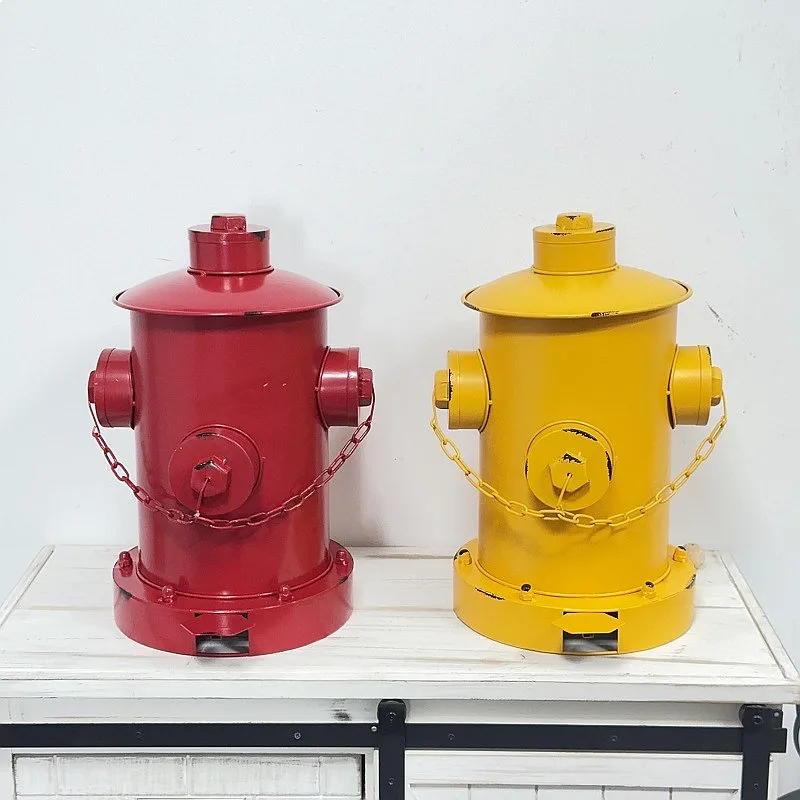 Creative Pedal Trash Can Retro Iron Fire Hydrant Design Durable Metal Garbage Bin