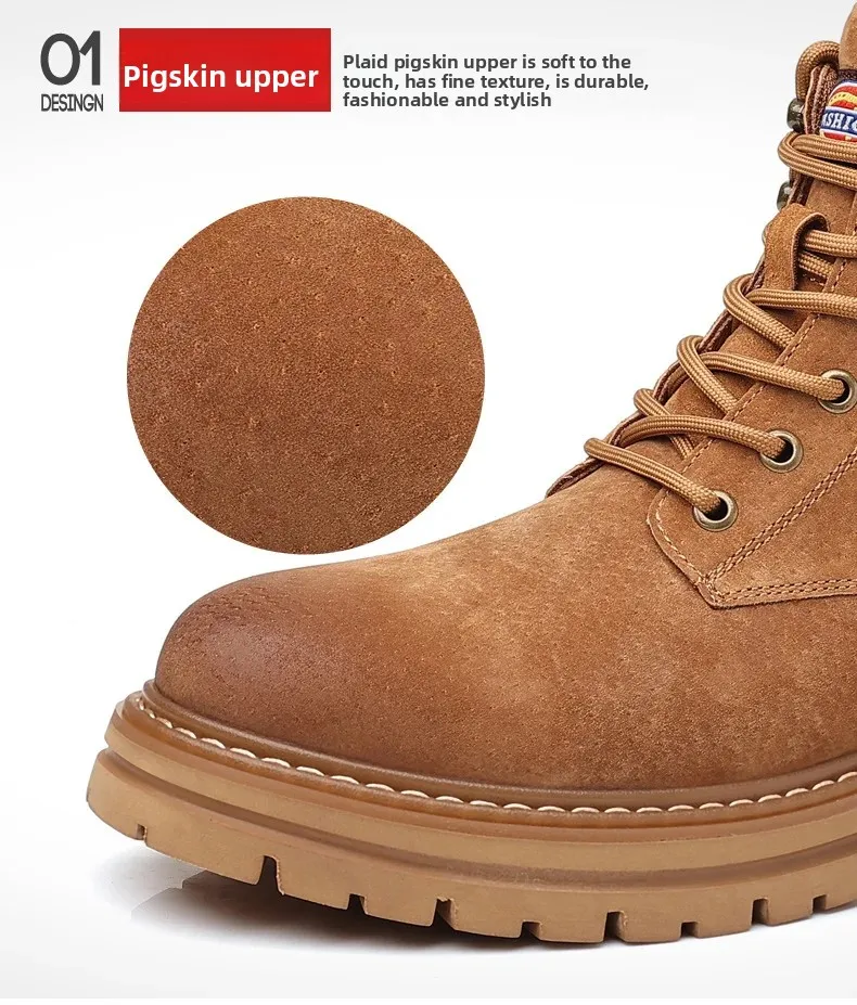 Echtes Leder Herrenstiefel Outdoor Freizeitschuhe für Männer Plateaustiefel Knöchelstiefel Hochwertige Herrenschuhe Männliche Motorradschuhe – Detail 6