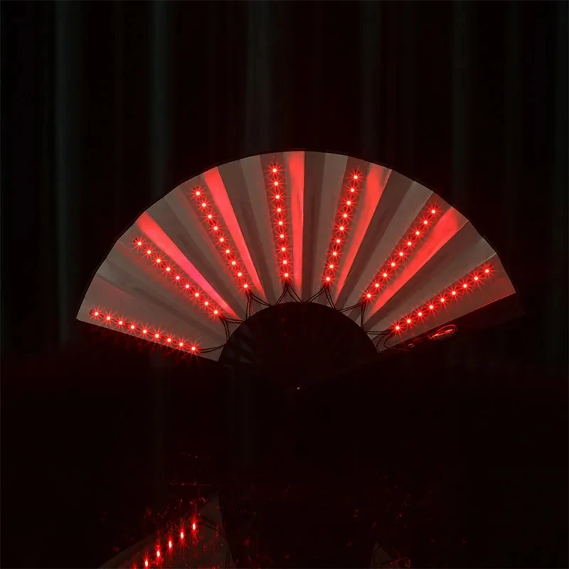 Folding Hand Fan With Led Light Portable Light Dance Night Show DJ Fluorescent Bar Club Room Party Decoration Color Change Fans