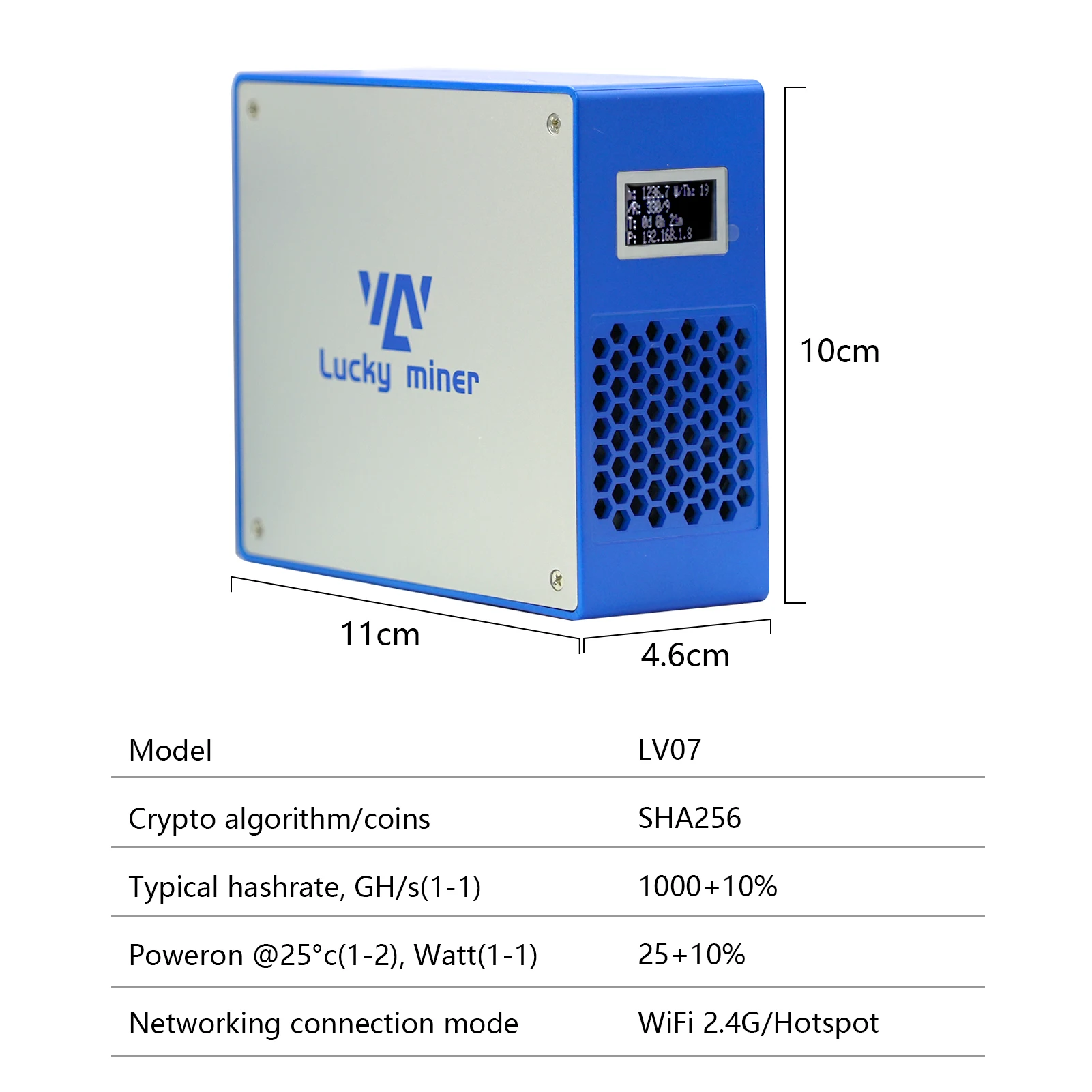 Imagem -04 - Btc Miner Lucky Miner Lv07 1th s Wifi Asic Bm1366 Sha256 Btc Bch Bsv Dgb 25w Máquina de Minerador Silencioso Minerador de Loteria Crypto Miner