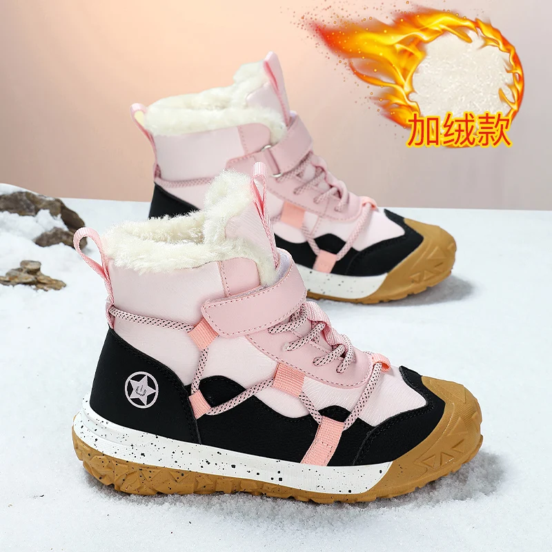 

2025 Winter Children's Plush Snow Boots Kid's Fashion Sneakers Girls Boy Non-slip Waterproof Wear-resistant Warm Shoes for Child