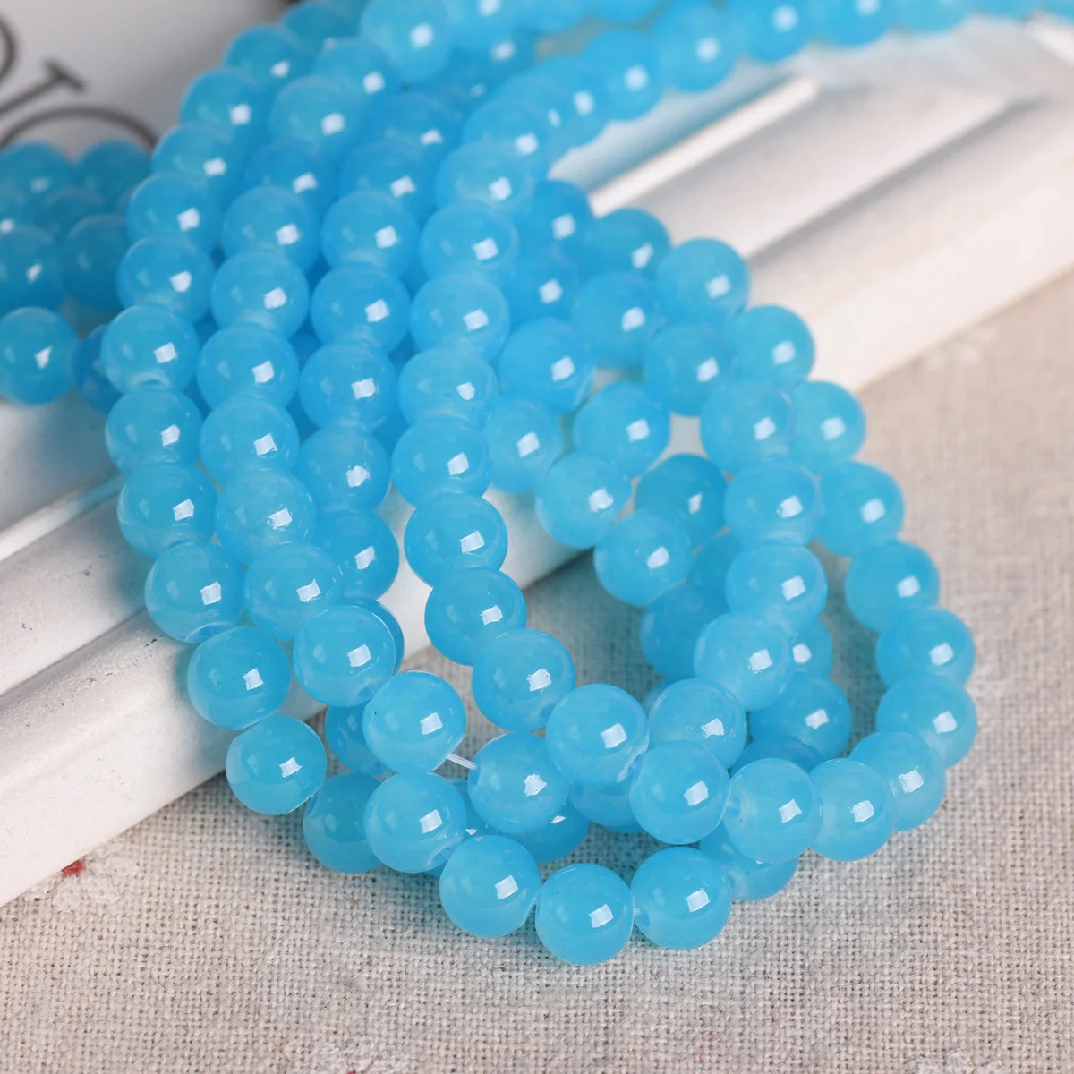 Round 6mm 8mm 10mm Imitated Jade Opaque Glass Loose Beads For Jewelry Making DIY Earring Findings