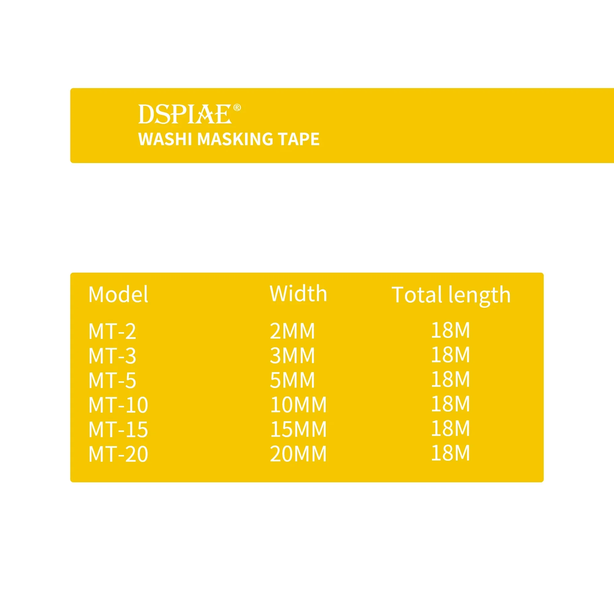 Dspiae mt série modelo de construção fita adesiva largura 2/3/5/10/15/20mm washi colorido para montagem modelo hobby ferramentas acessórios diy