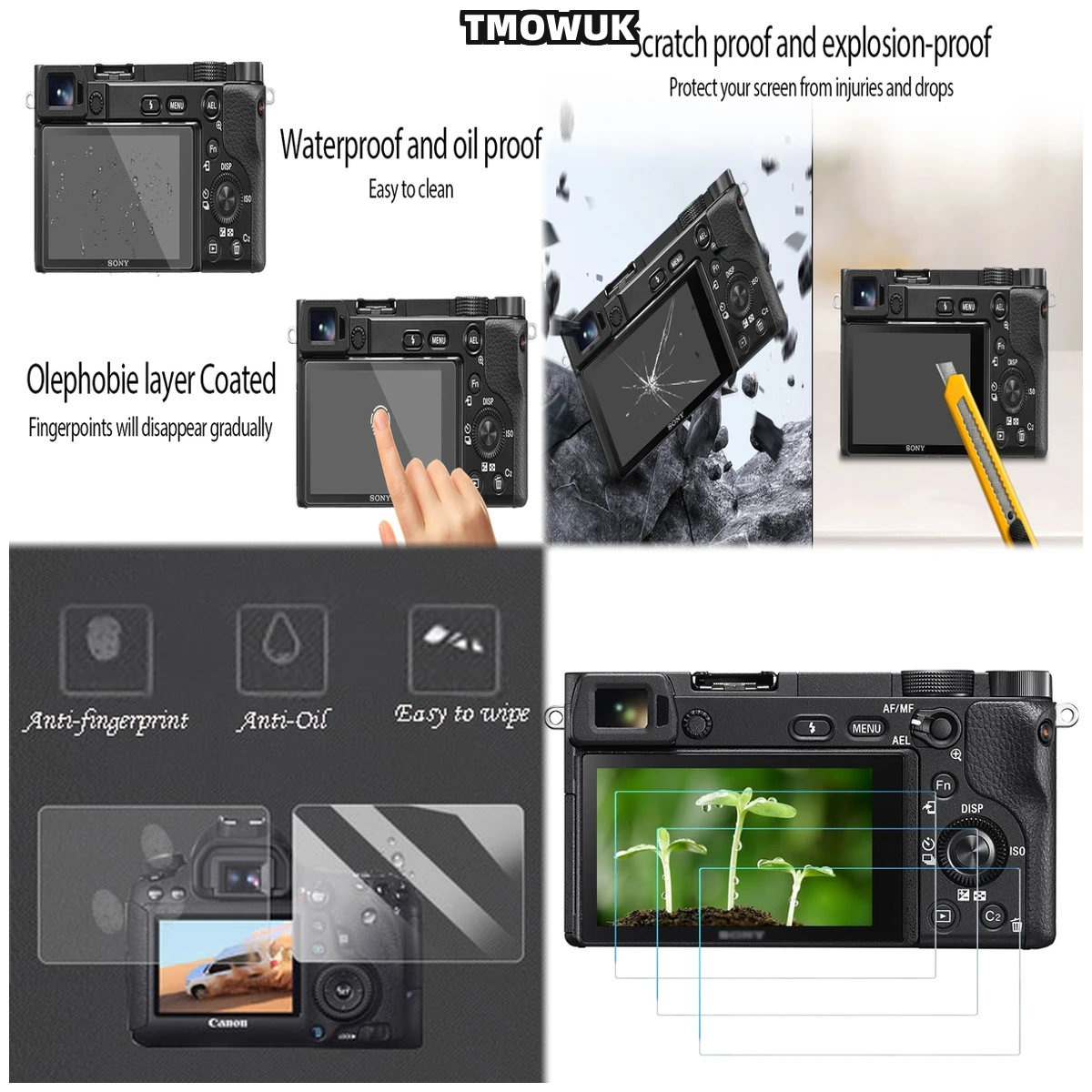 

Sony Alpha A6600 A6000 A6100 A6300 A6400 A5000 NEX-7/6/5/5N/5T/5R/3 Screen Tempered Glass Film Cover Protector