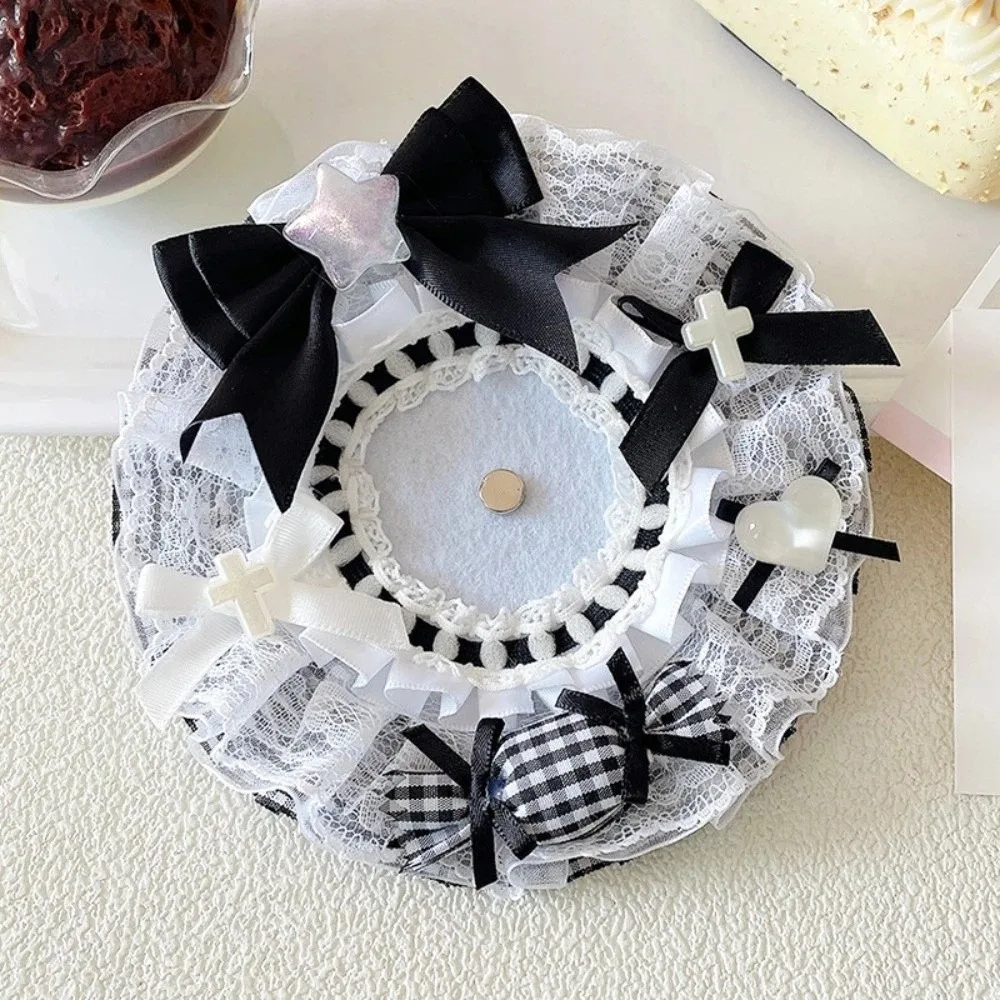 Creative Lace Magnetic Anime Badge Holder Rose Candy Pins Display Base Star Cross Ornate Ribbon Badge Flower Ita Bag Accessories