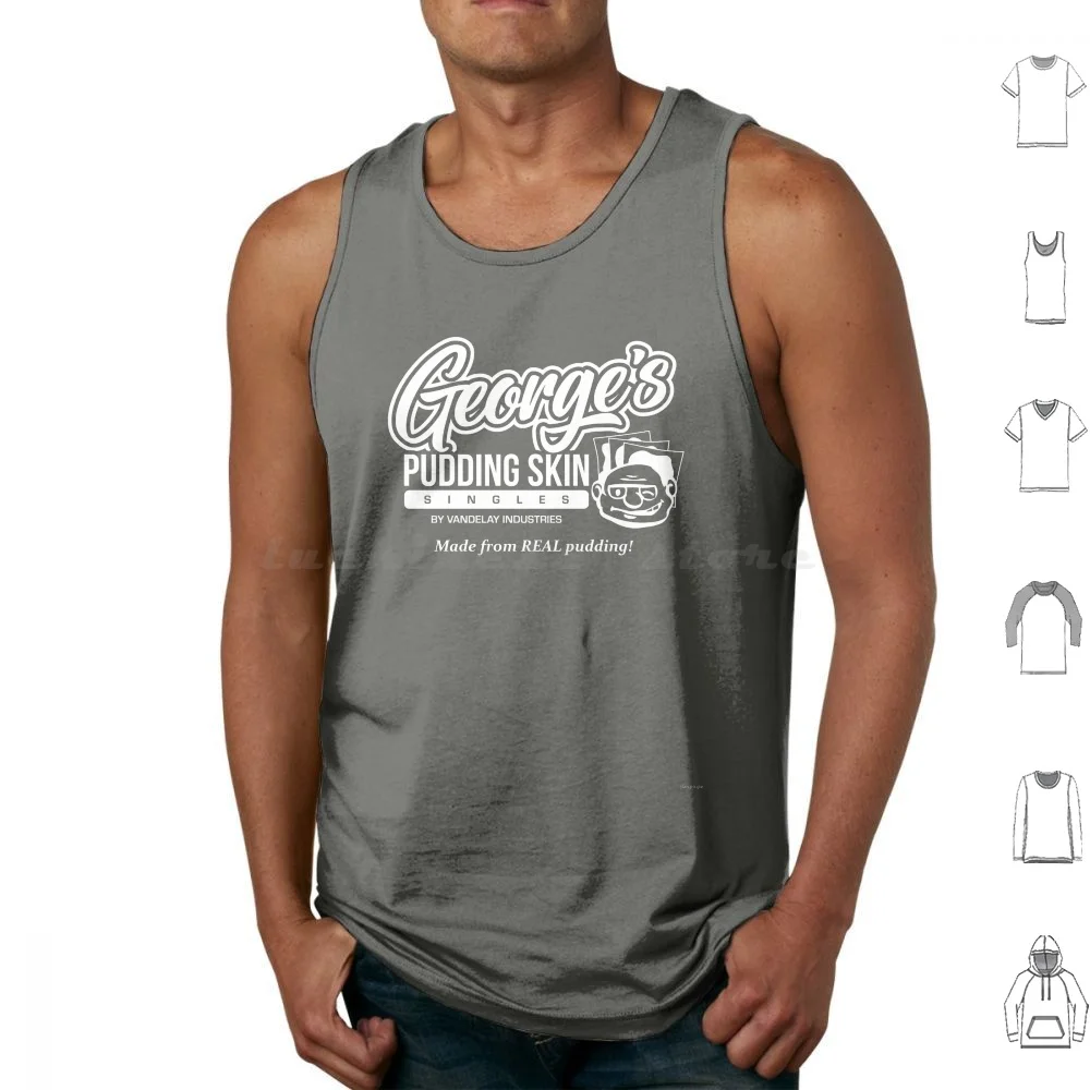 George's Pudding Skin Singles Tank Tops Print Cotton Seinfeld George Pudding Skin Singles Funny Pop Culture Vandelay