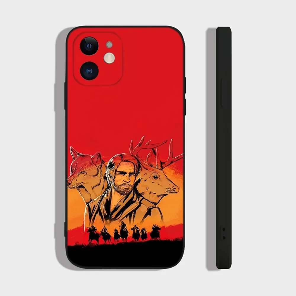 Red D-Dead R-Redemption 2 Phone Case For iPhone 14,13,12 Mini 11 Pro XR,X,XS,MAX 6S,7,8 Plus Silicone Cover Soft black