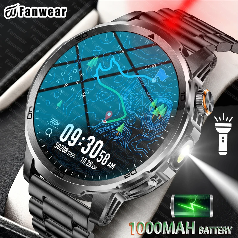 

Military smart watch SOS distress light +LED flashlight 1.85 inch screen GPS tracking 1000 mAh battery standby for 100 days
