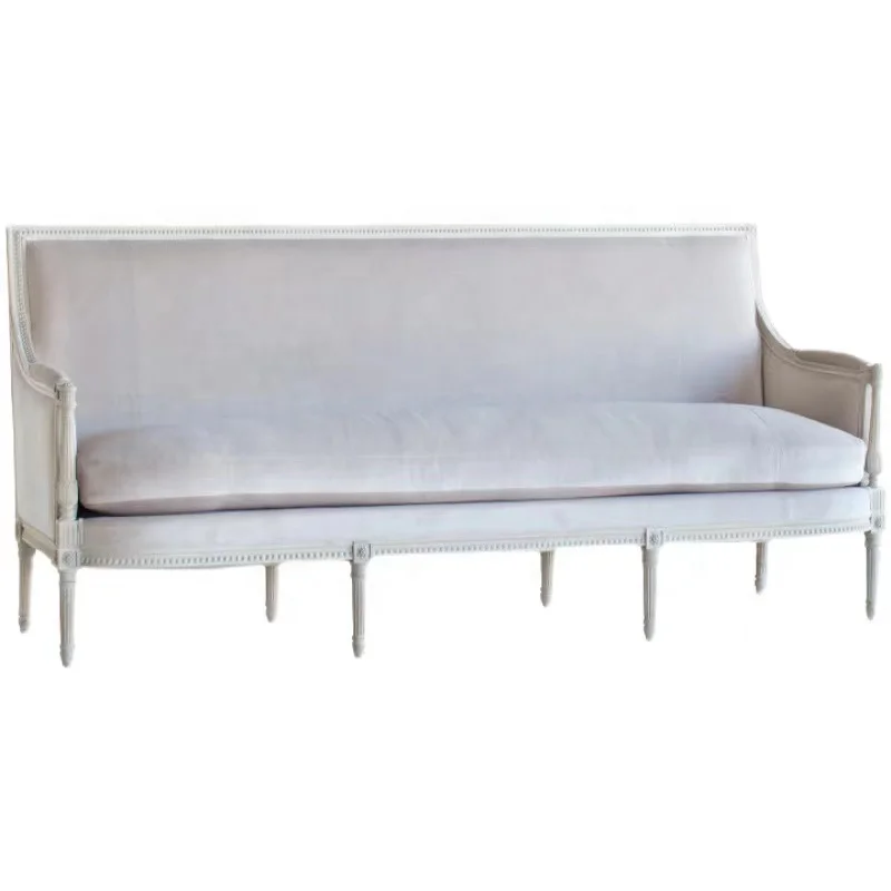 

French retro style solid wood single trio sofa velvet fabric with corner function home hotel furniture