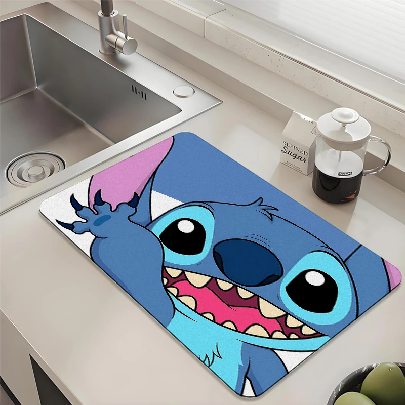 

Disney Stitch Waving Kitchen Drying Mat Absorbent Anti slip for Dish Sink