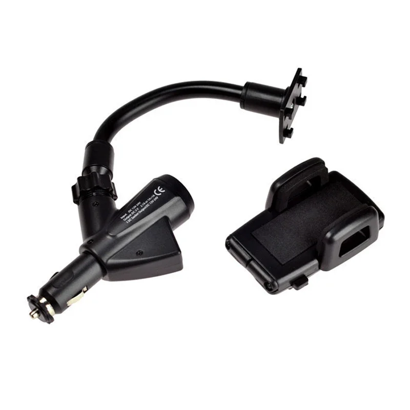 

Автомобильное зарядное устройство с двумя USB-прикуривателями и 2 USB-портами, держатель для телефона для iPhone 16, 15, 14, 13, 12, 11 X для Samsung Galaxy S25 S24 S20 и т. д.