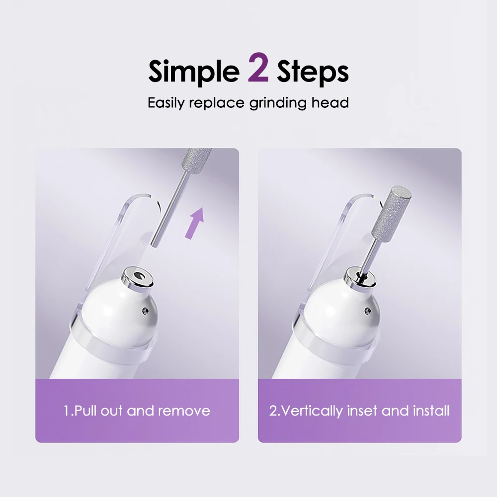 Nagelschleifer-Set, kabellose elektrische Nagelbohrmaschine mit 5 Schleifköpfen, Polierer, Nägel, Beauty-Tool-Set für Maniküre und Pediküre