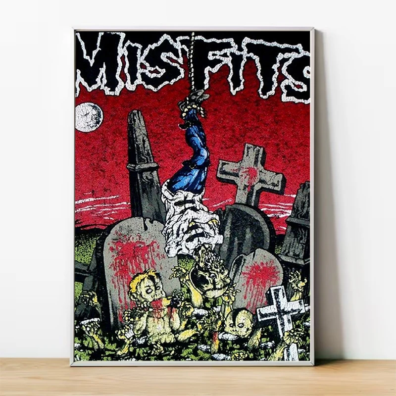 

Retro Punk Rock Band The M-Misfits Poster Decoration Home Decor Painting on Canvas Art Posters for Wall Decororation Print Decor