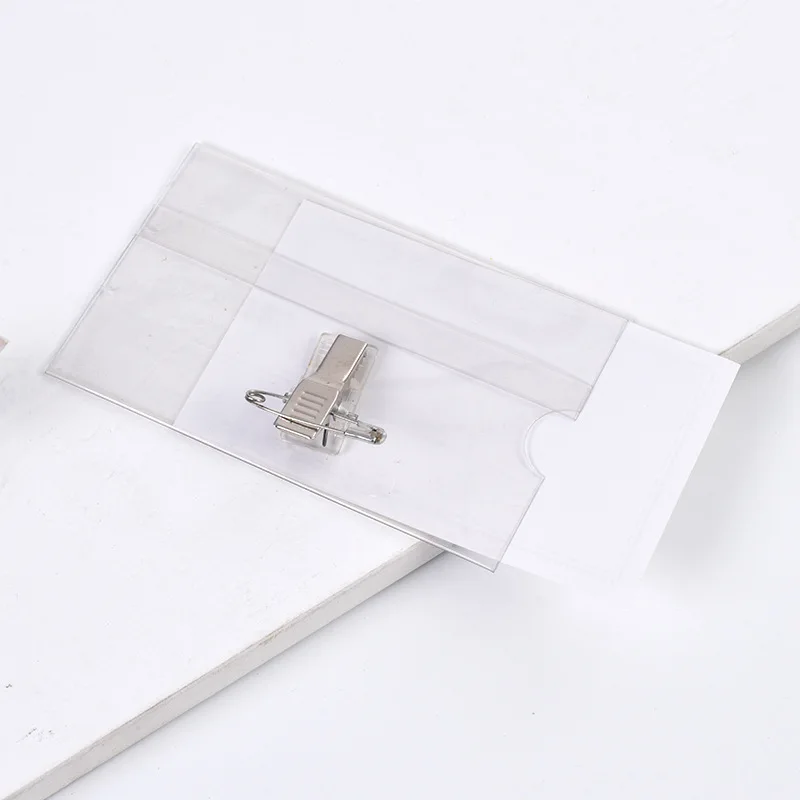 5 قطعة حامل بطاقة شفافة حامل بطاقة الهوية مع مشبك لموظفي مكتب الأعمال ورقادات الاسم والبطاقات البلاستيكية