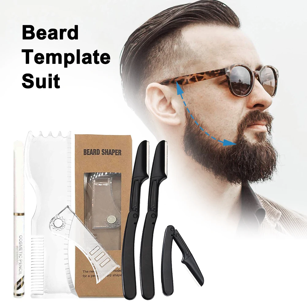 Professional Beard Styling Template Adjustable Mustache Trimming Set Practical Men Shaving Tool Sets Styling Tool