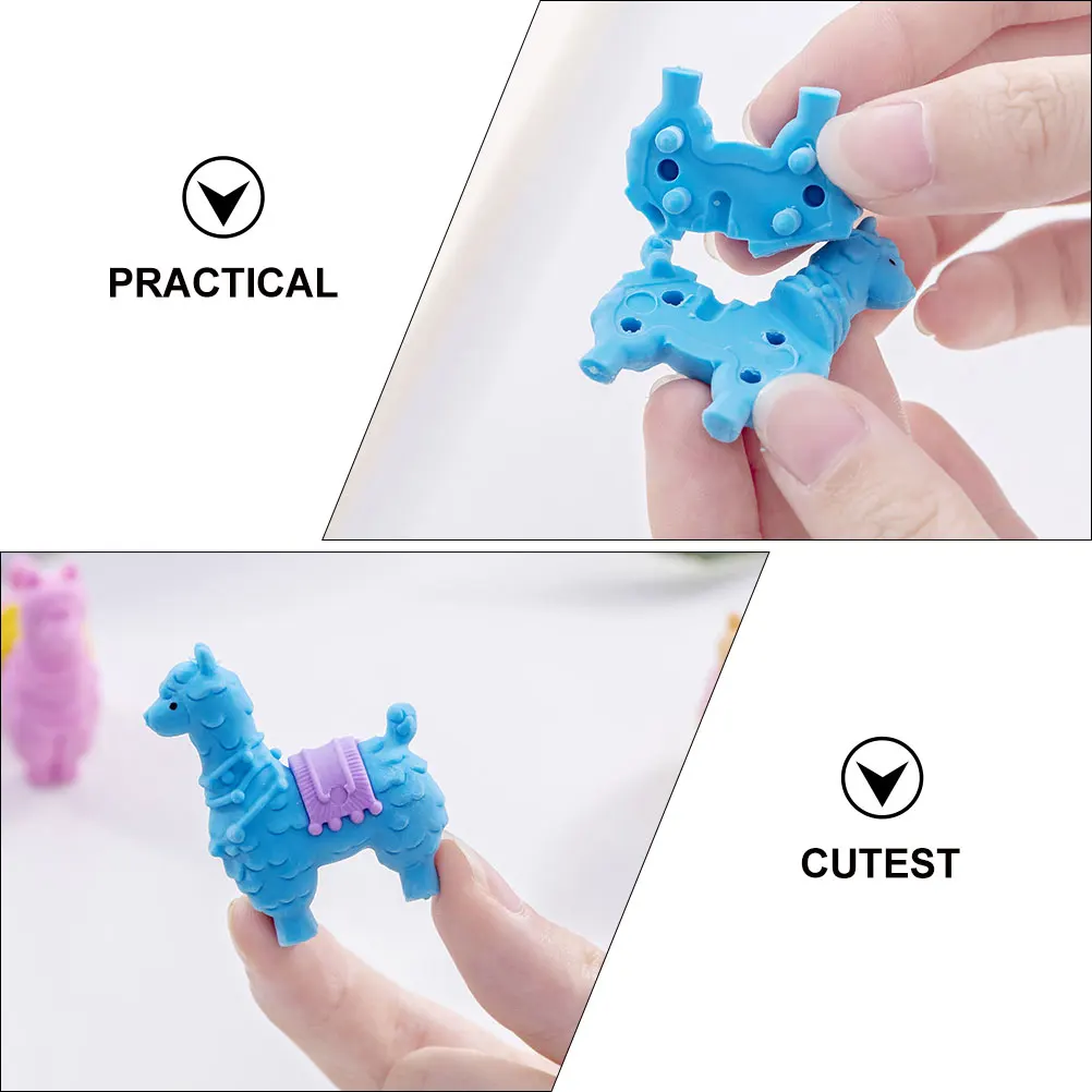 

16pcs Cartoon Erasers Adorable Alpaca Bright Gifts Toy Craft Safe TPR Material Mini Rectangle Student Supplies