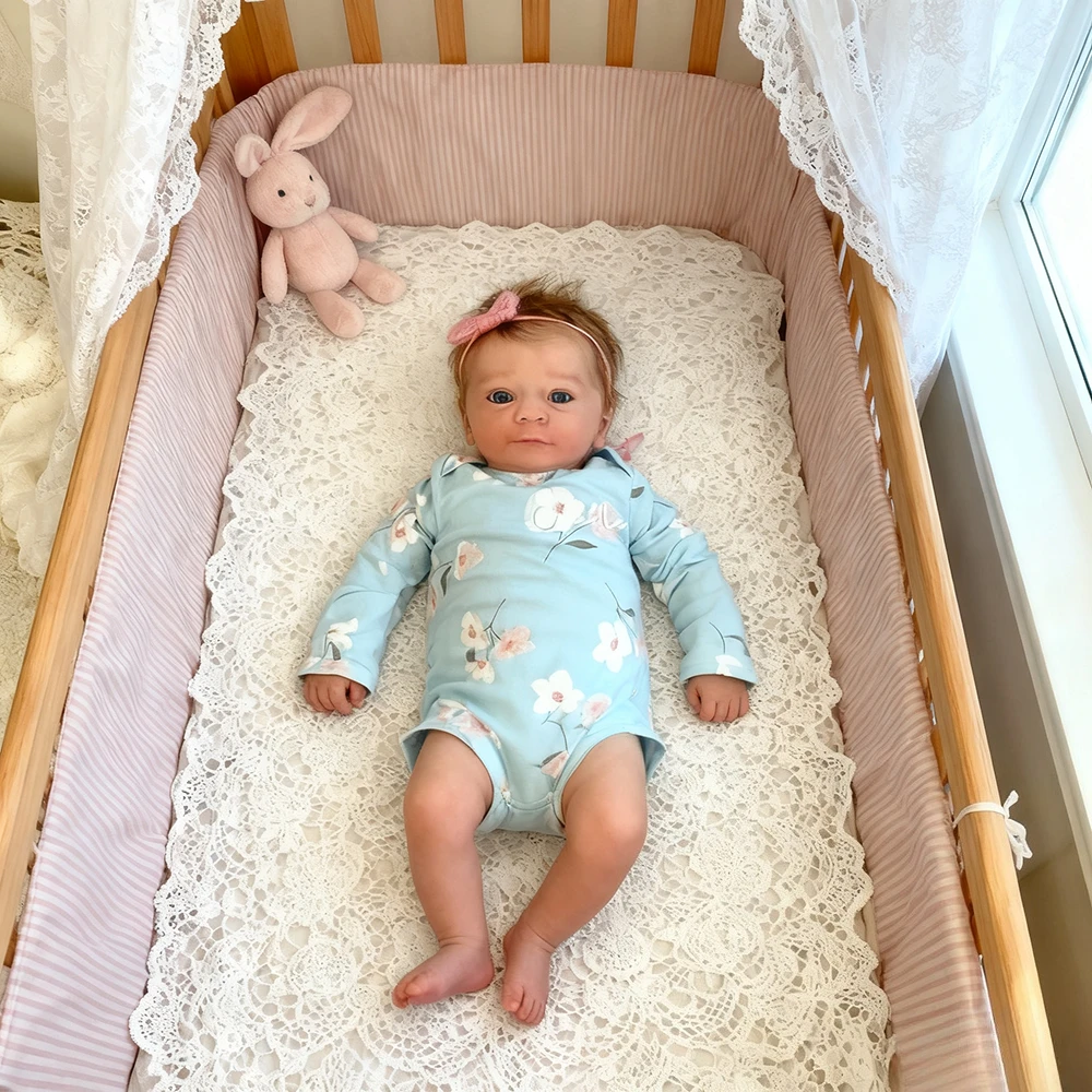 Bambola neonata rinata realistica da 18 pollici Ragazza realistica Adorabile occhi aperti con nome Somma Occhi azzurri Ciuccio per bambini incluso