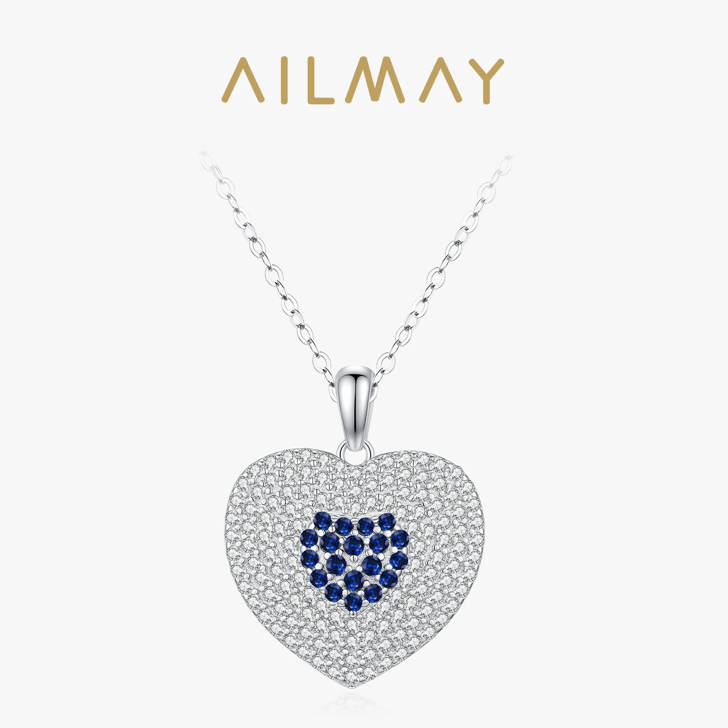 

Серебряное колье Ailmay 925 пробы с блестящим цирконом в форме сердца для женщин и девушек, винтажное украшение, подарок на годовщину