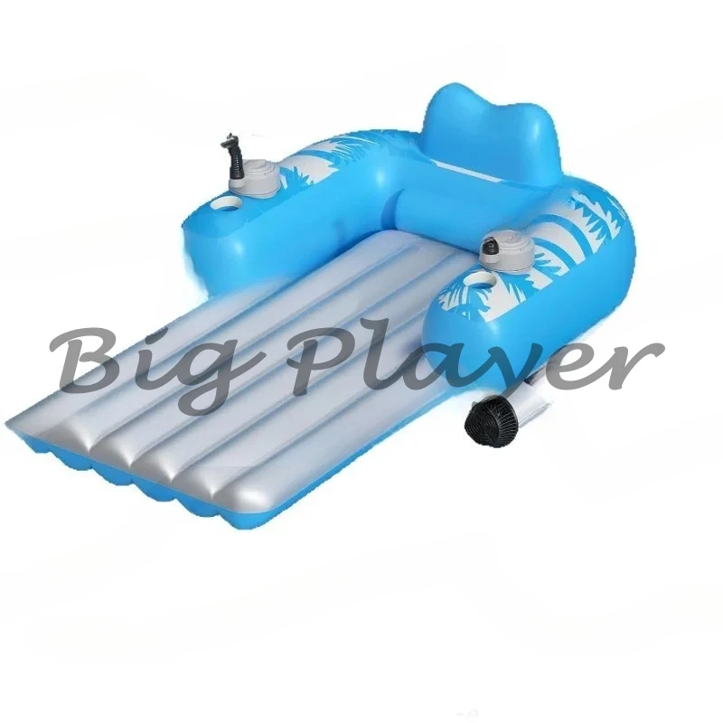 

Надувной перезаряжаемый мотор для бассейна из ПВХ, плавающий ряд с двумя двигателями и 2 отделениями для хранения, электрическая водная гостиная для взрослых