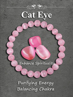 Natural Pink Cat Eye Stone Healing Energy Bracelet for Positive Vibes Good Luck Protection Spiritual Harmony Opal Beaded Jewelry