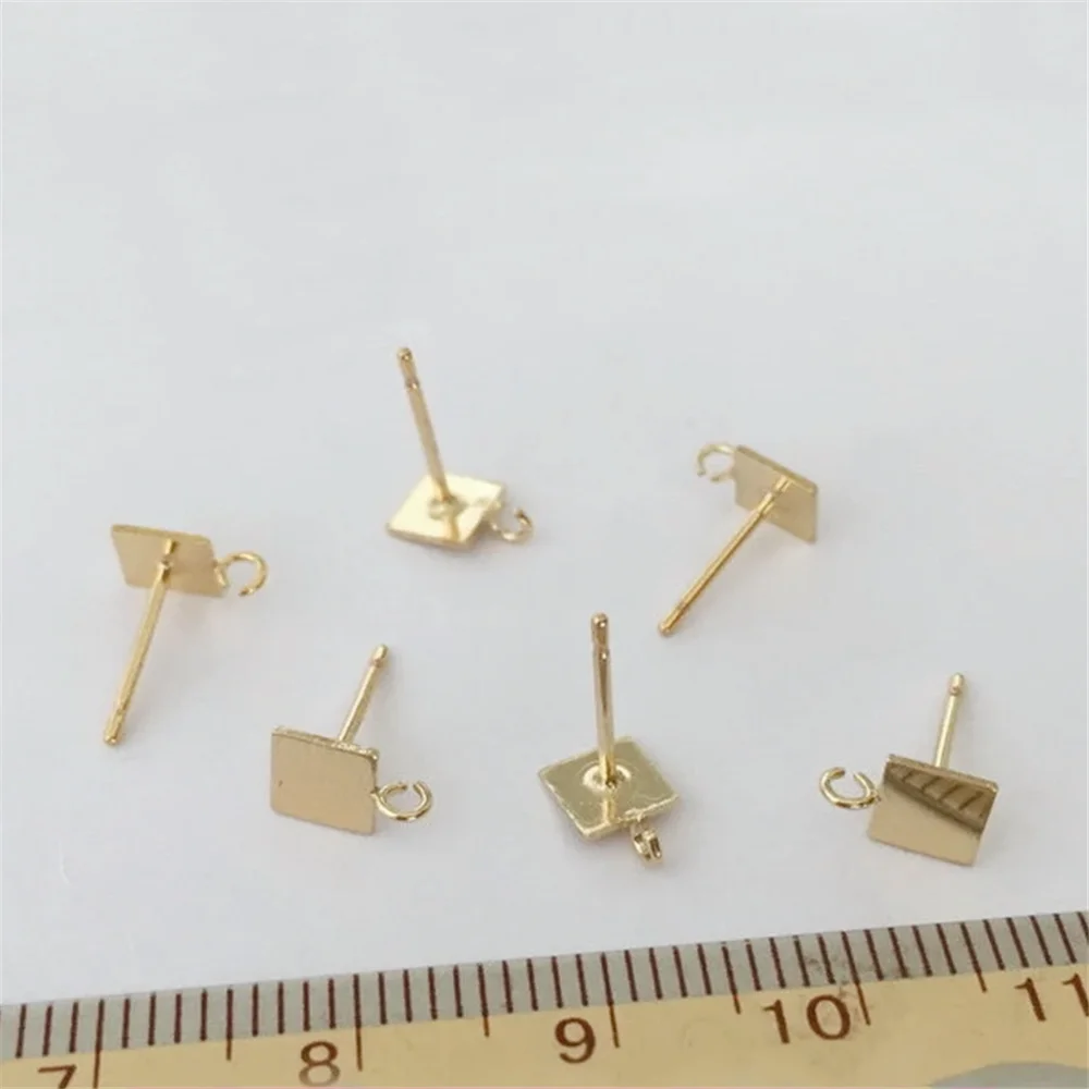 Orecchini quadrati riempiti d'oro 14K con schienali per la creazione di gioielli con componenti per orecchini 4.7mm