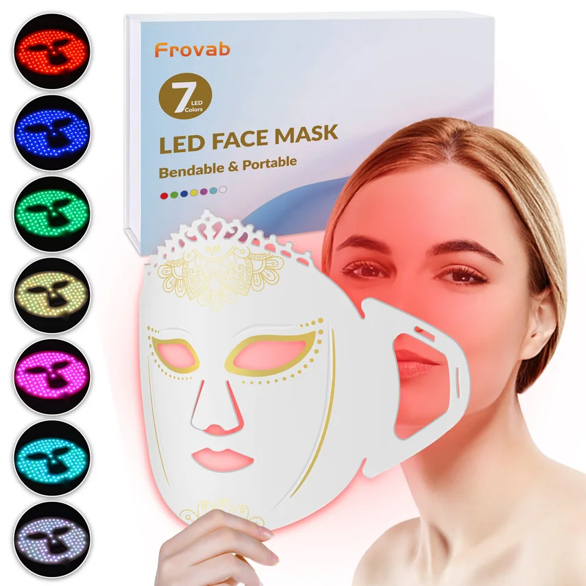 ZJKC 7 in 1 Colors red light home therapy led red light mask spa for face Skin Rejuvenation Whitening Fade Scars Acne