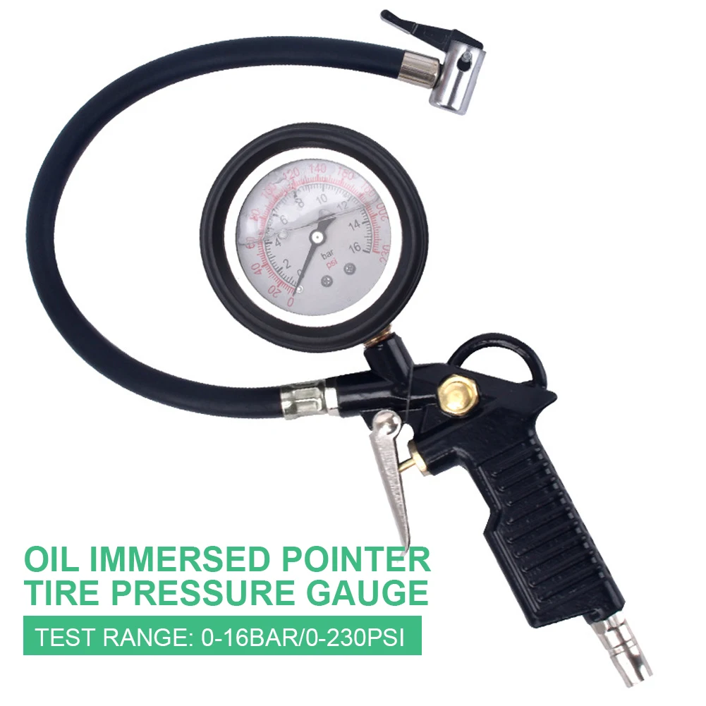 Tire Pressure Inflator Gauge 220PSI Tyre Pressure Meter Aluminum Car Tire Inflator Gun Digital Display for Motorcycle Truck Bike